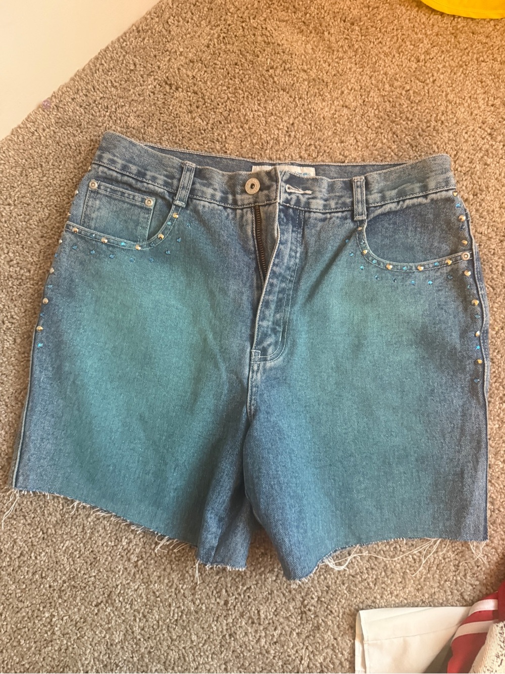 L.A. Blues Teal-Blue Studded Denim Shorts